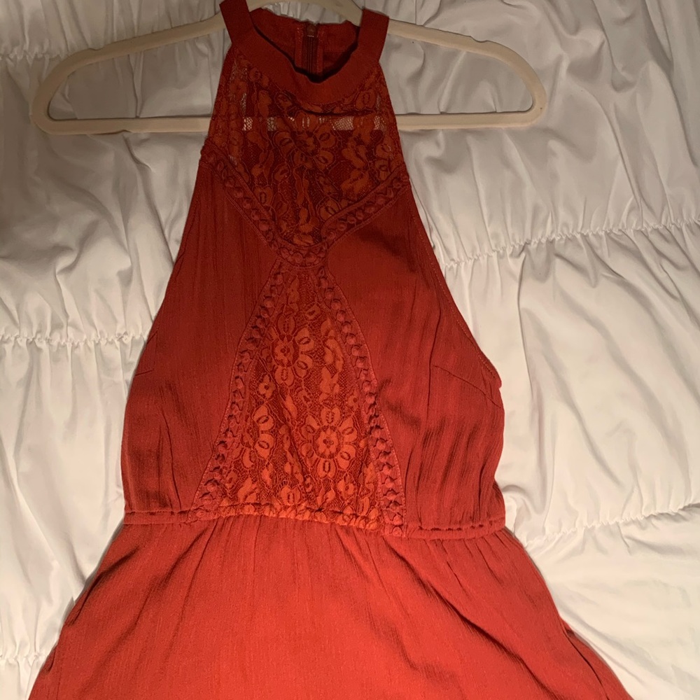 Lace high neck romper